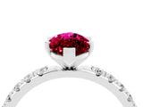 White gold Marquise Cut Garnet Solitaire Pavé Band with Four-Prong Setting_4