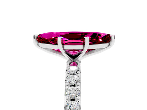 White gold Marquise Cut Garnet Solitaire Pavé Band with Four-Prong Setting_5