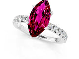 White gold Marquise Cut Garnet Solitaire Pavé Engagement Ring with Round Band and Prong Setting_13