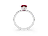 White gold Marquise Cut Garnet Solitaire Pavé Engagement Ring with Round Band and Prong Setting_15