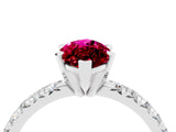 White gold Marquise Cut Garnet Solitaire Pavé Engagement Ring with Round Band and Prong Setting_16