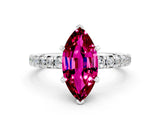 White gold Marquise Cut Garnet Solitaire Pavé Engagement Ring with Round Band and Prong Setting_78
