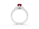 White gold Marquise Cut Garnet Solitaire Ring with Cathedral Setting and Pavé Band_3