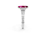 White gold Marquise Cut Garnet Solitaire Ring with Filigree Band and Four-Prong Setting_26