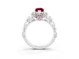 White gold Marquise Cut Garnet Solitaire Ring with Filigree Band and Four-Prong Setting_27