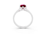 White gold Marquise Cut Garnet Solitaire Ring with Flower Prong Setting and Classic Band_15