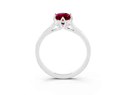 White gold Marquise Cut Garnet Solitaire Ring with Flower Prong Setting and Classic Band_15