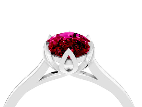White gold Marquise Cut Garnet Solitaire Ring with Flower Prong Setting and Classic Band_16