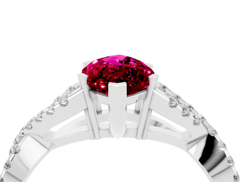 White gold Marquise Cut Garnet Solitaire Ring with Four-Prong Setting and Twisted Pavé Band_4