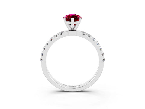 White gold Marquise Cut Garnet Solitaire Ring with Pavé Accents and Four-Prong Setting_3