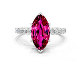 White gold Marquise Cut Garnet Solitaire Ring with Pavé Band and Four-Prong Setting_24