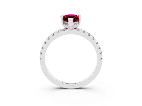 White gold Marquise Cut Garnet Solitaire Ring with Pavé Band and Four-Prong Setting_27
