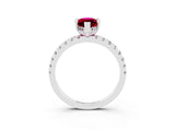White gold Marquise Cut Garnet Solitaire Ring with Pavé Band and Four-Prong Setting_27