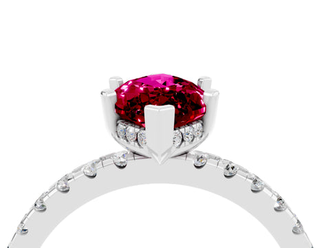 White gold Marquise Cut Garnet Solitaire Ring with Pavé Band and Four-Prong Setting_28