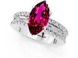 White gold Marquise Cut Garnet Solitaire Ring with Pavé and Channel Set Band_1
