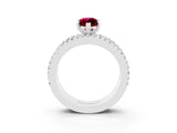 White gold Marquise Cut Garnet Solitaire Ring with Pavé and Channel Set Band_3