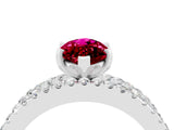 White gold Marquise Cut Garnet Solitaire Ring with Pavé and Channel Set Band_4