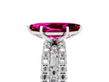 White gold Marquise Cut Garnet Solitaire Ring with Pavé and Channel Set Band_5