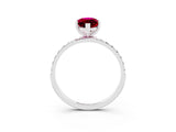 White gold Marquise Cut Garnet Solitaire Ring with Pave Band and Four Prong Setting_27