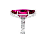 White gold Marquise Cut Garnet Solitaire Ring with Pave Band and Four Prong Setting_29