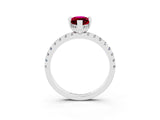 White gold Marquise Cut Garnet Solitaire Ring with Round  Pavé Band and Four-Prong Setting_51