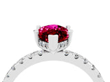 White gold Marquise Cut Garnet Solitaire Ring with Round  Pavé Band and Four-Prong Setting_52