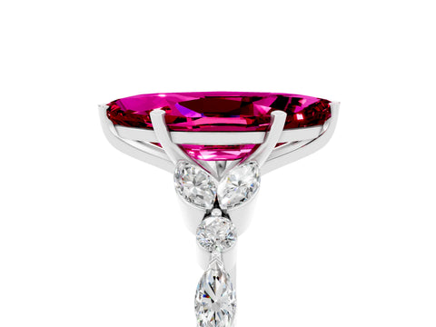 White gold Marquise Cut Garnet Solitaire Ring with Side Stones and Four-Prong Setting_48