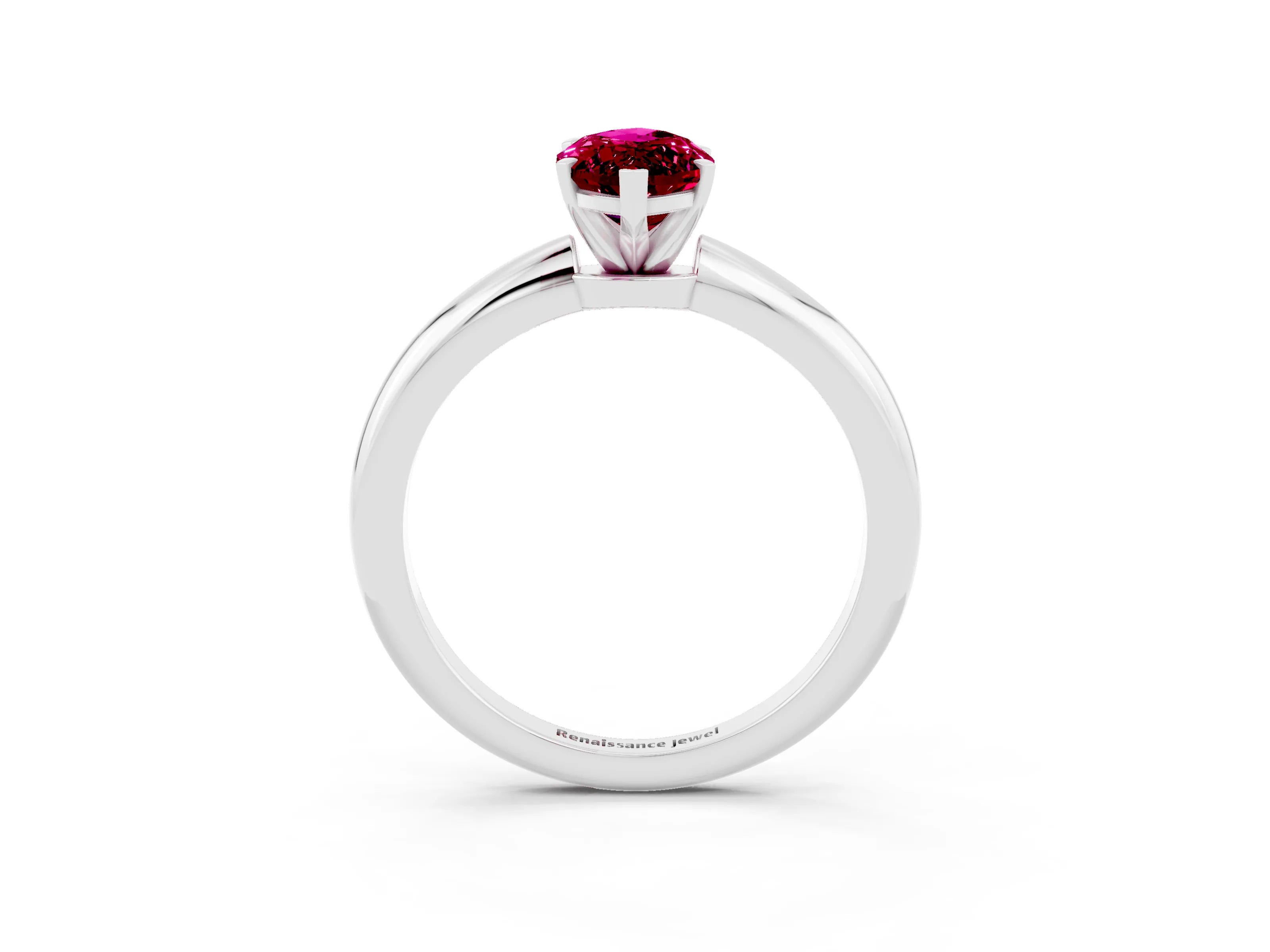 White gold Marquise Cut Garnet Solitaire Ring with Six-Prong Setting and Classic Band_3