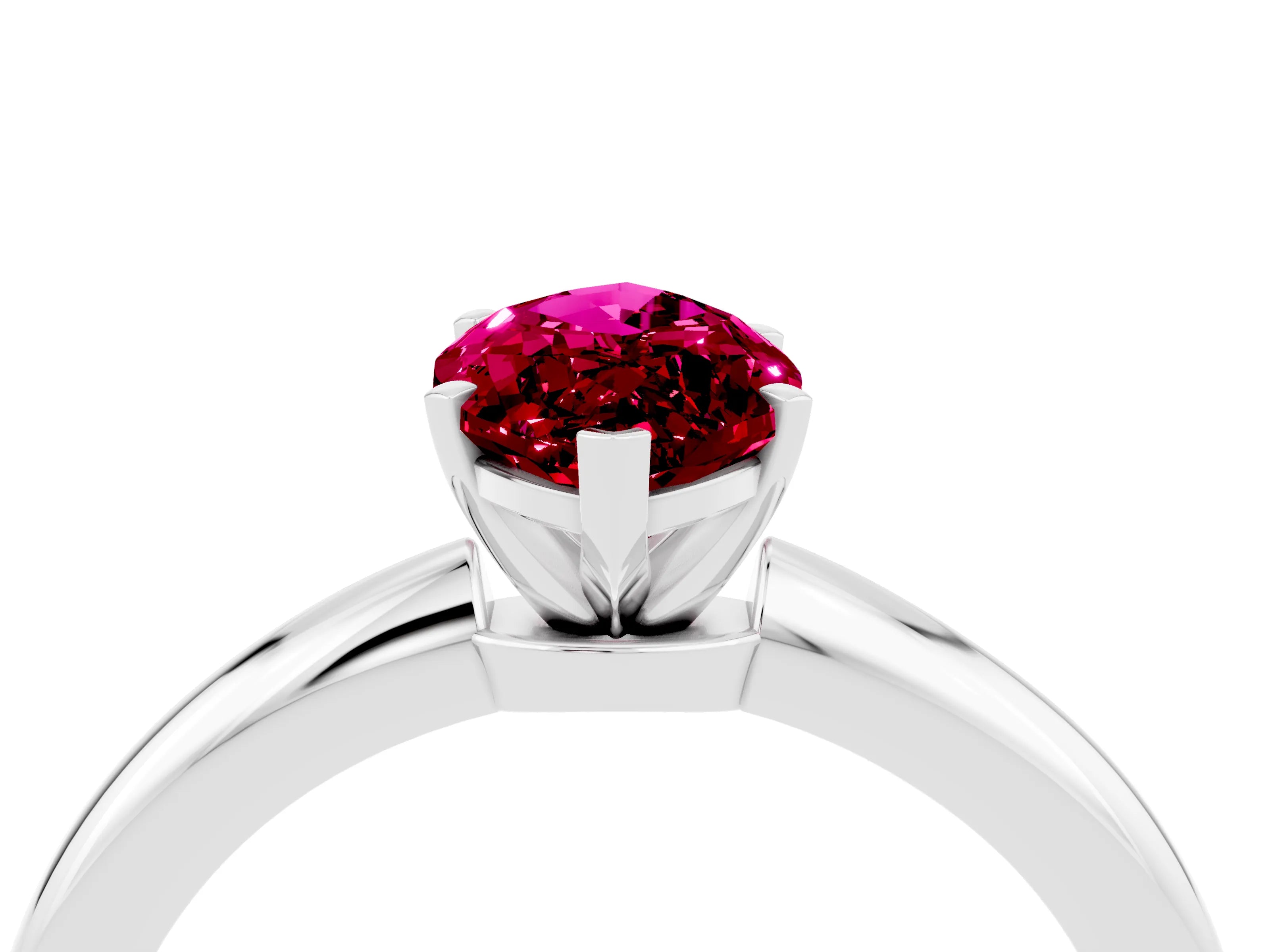 White gold Marquise Cut Garnet Solitaire Ring with Six-Prong Setting and Classic Band_4