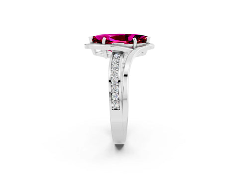 White gold Marquise Cut Garnet Solitaire Ring with Split Shank and Prong Setting_2