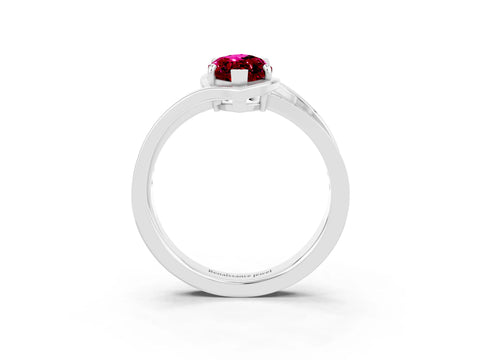 White gold Marquise Cut Garnet Solitaire Ring with Split Shank and Prong Setting_3