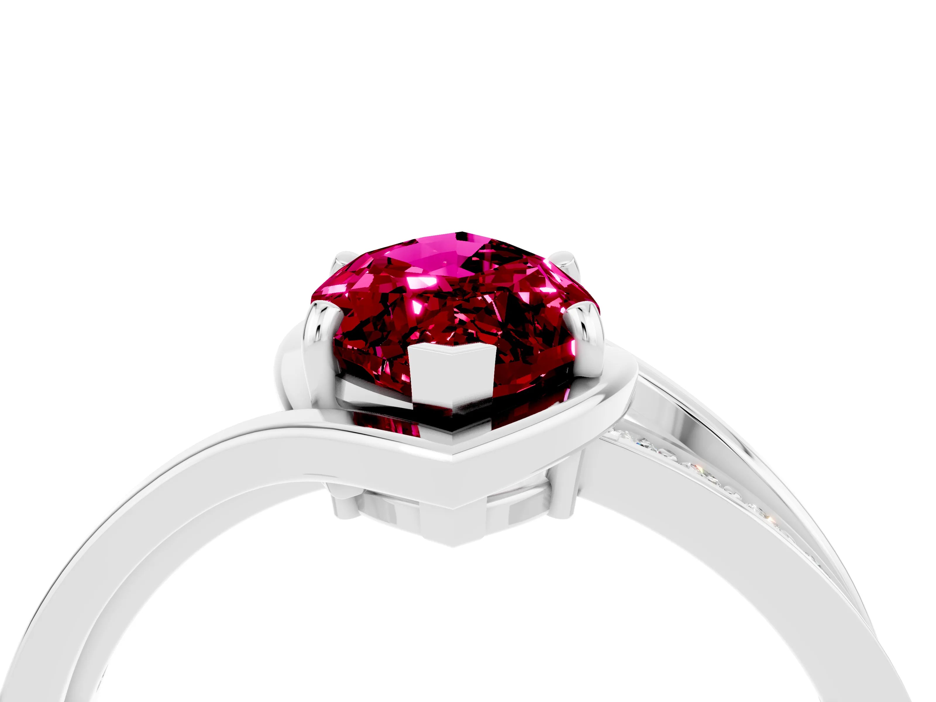 White gold Marquise Cut Garnet Solitaire Ring with Split Shank and Prong Setting_4