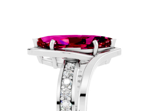 White gold Marquise Cut Garnet Solitaire Ring with Split Shank and Prong Setting_5