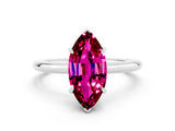White gold Marquise Cut Garnet Solitaire Ring with Thin Band and Four-Prong Setting_12