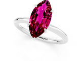 White gold Marquise Cut Garnet Solitaire Ring with Thin Band and Four-Prong Setting_13