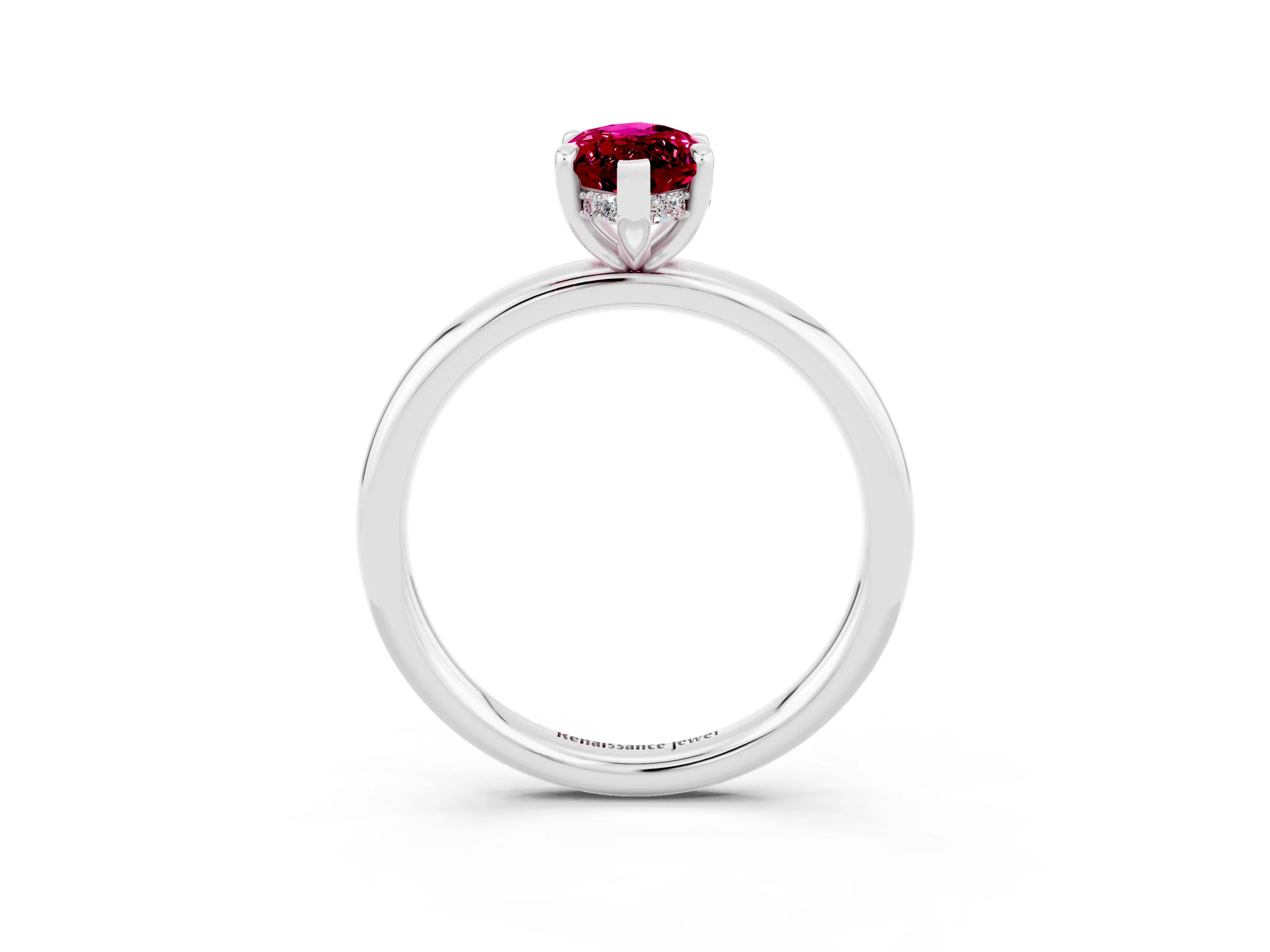 White gold Marquise Cut Garnet Solitaire Ring with Thin Band and Four-Prong Setting_15