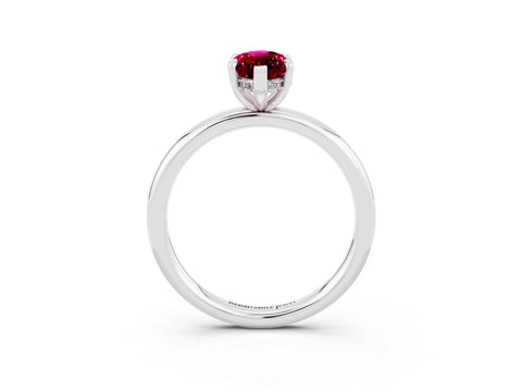 White gold Marquise Cut Garnet Solitaire Ring with Thin Band and Four-Prong Setting_15