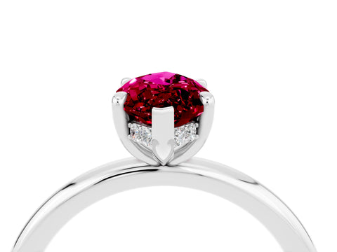 White gold Marquise Cut Garnet Solitaire Ring with Thin Band and Four-Prong Setting_16