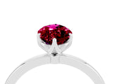White gold Marquise Cut Garnet Solitaire Ring with Thin Band and Prong Setting_16