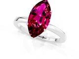 White gold Marquise Cut Garnet Solitaire Ring with Thin Band and Prong Setting_37