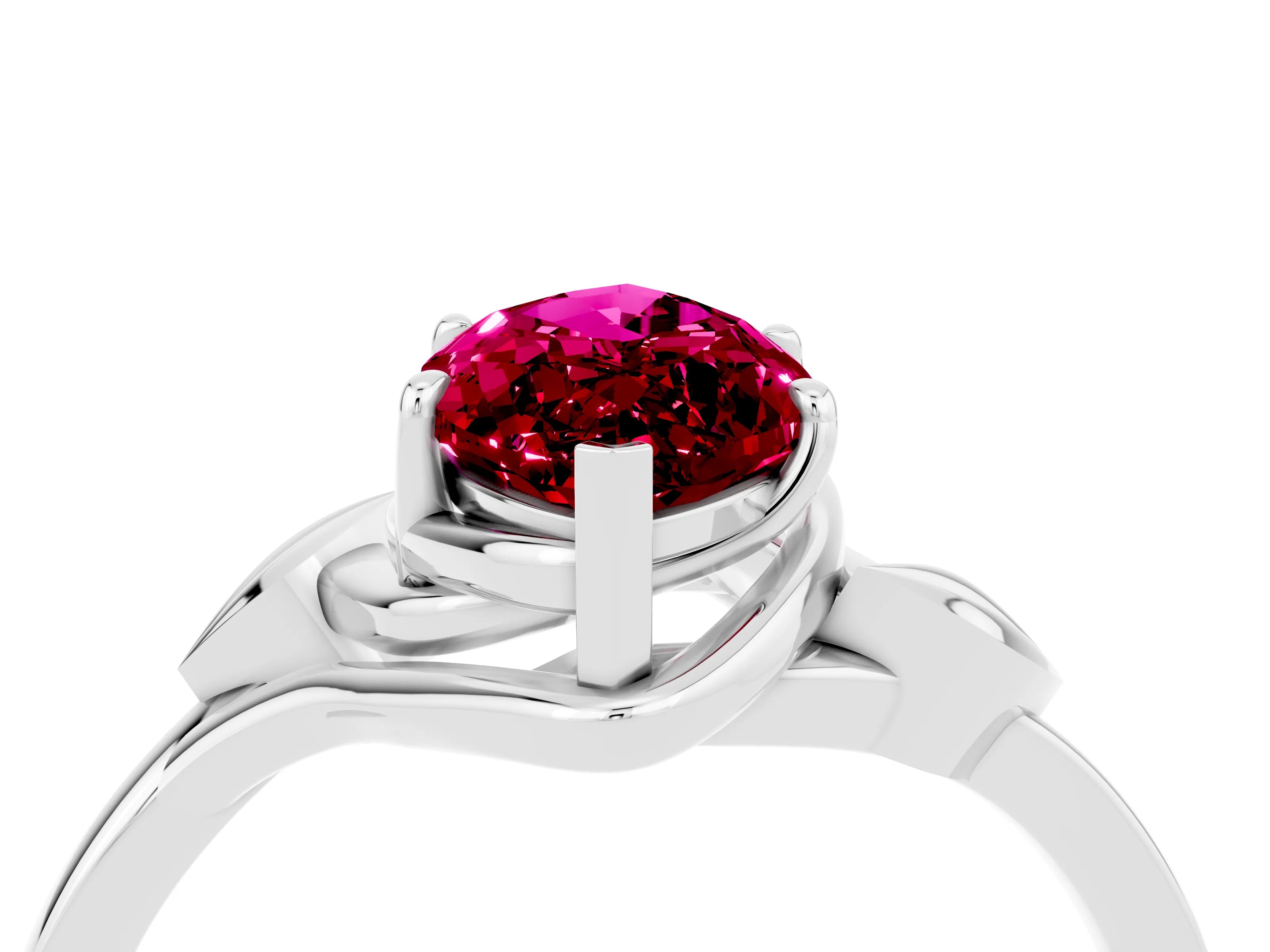 White gold Marquise Cut Garnet Solitaire Ring with Twist Band and Four-Prong Setting_16