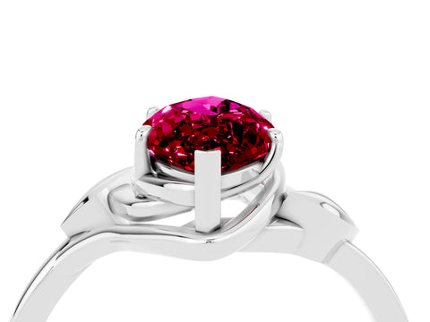 White gold Marquise Cut Garnet Solitaire Ring with Twist Band and Four-Prong Setting_16