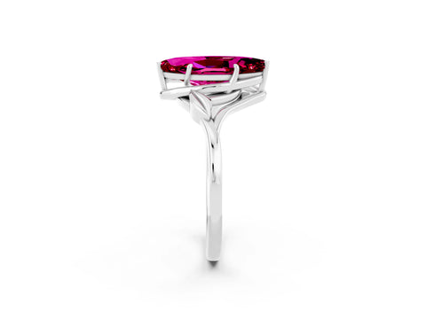 White gold Marquise Cut Garnet Solitaire Ring with Twist Band and Four-Prong Setting_38