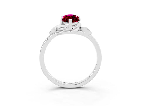 White gold Marquise Cut Garnet Solitaire Ring with Twist Band and Four-Prong Setting_39