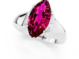 White gold Marquise Cut Garnet Solitaire Ring with Wide Band and Prong Setting_1