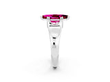 White gold Marquise Cut Garnet Solitaire Ring with Wide Band and Prong Setting_2