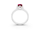 White gold Marquise Cut Garnet Solitaire Ring with Wide Band and Prong Setting_3
