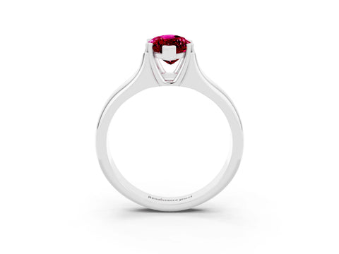 White gold Marquise Cut Garnet Solitaire Ring with Wide Band and Prong Setting_3