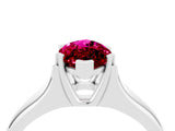 White gold Marquise Cut Garnet Solitaire Ring with Wide Band and Prong Setting_4