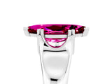 White gold Marquise Cut Garnet Solitaire Ring with Wide Band and Prong Setting_5